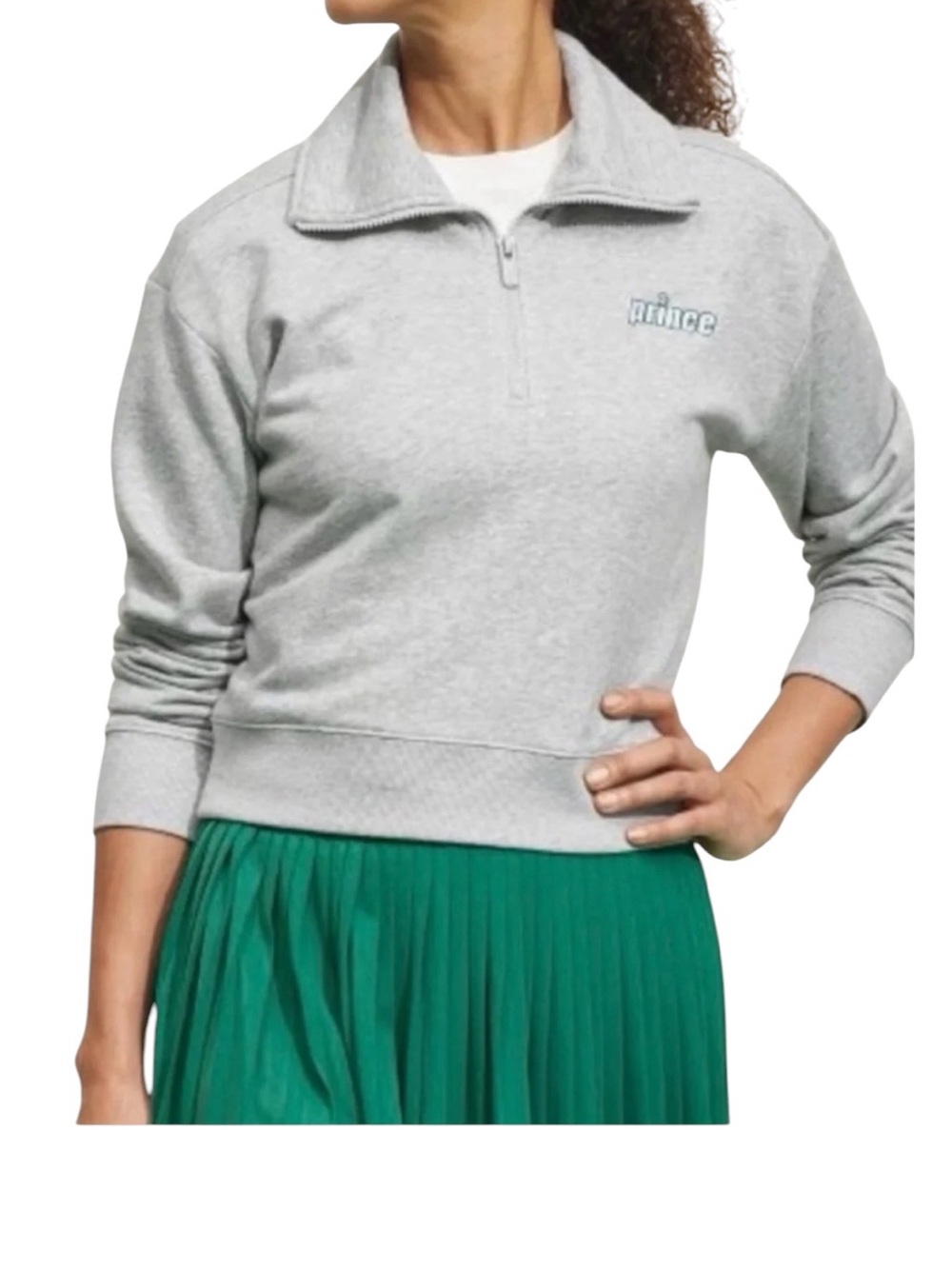 Pickleball Cropped Quarter-Zip Sweatshirt in Gray Powder Heather NWT